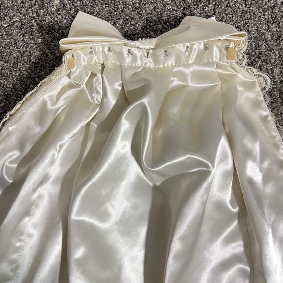 Bridal Wedding Dress Ivory Detachable Train 64”Length Lace Trim Bead Satin VTG - Picture 8 of 9